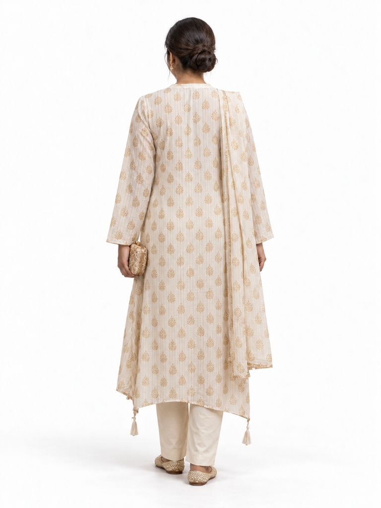 Ivory & Gold Tasseled Three-Piece Ensemble — view 4