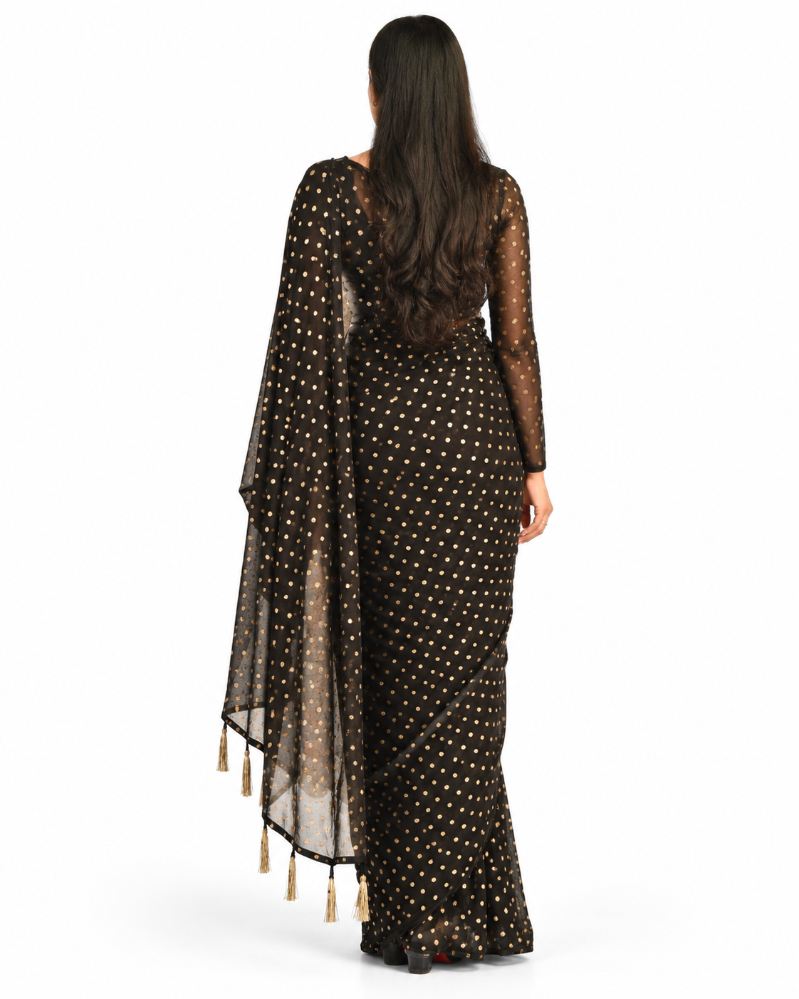 Midnight Noir & Gold Zari Saree — view 4